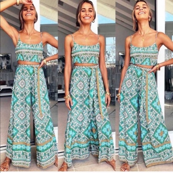 Coming Soon NWT Boho Print Pant Set - Picture 1 of 6